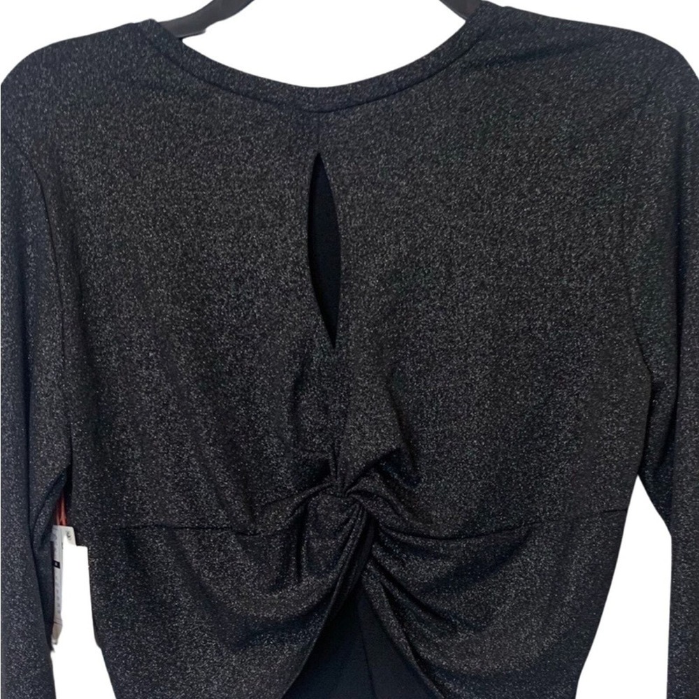 Nordstrom Open Edit Long Sleeve Cropped Knit Top Size Medium Open Back Holiday - Picture 4 of 9
